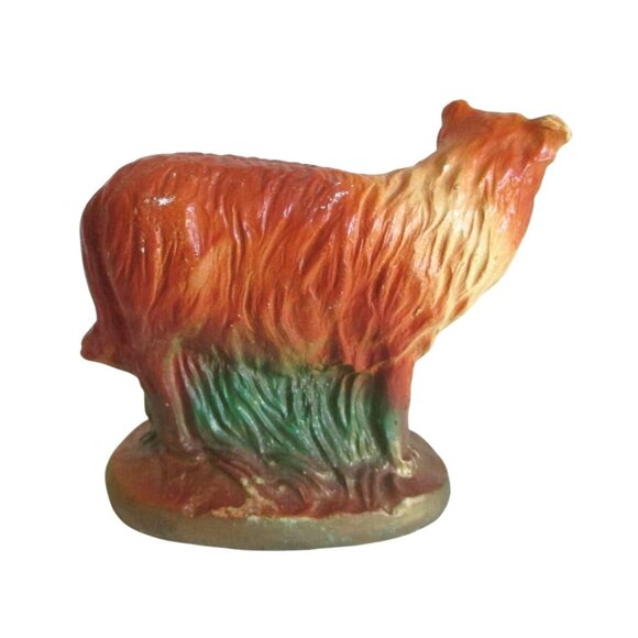 AS IS Vintage Nativity Dog Hand-Painted Chalkware Figurine - Picture 3 of 7